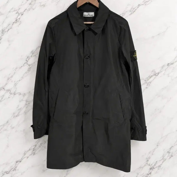 [BUNJANG] Stone Island Patch Logo Two-Tone Mac Coat Jacket (Charcoal/Black, M) / [Rexion]스톤아일랜드 와펜 로고 맥코트 트렌치 투톤 블랙 자켓M