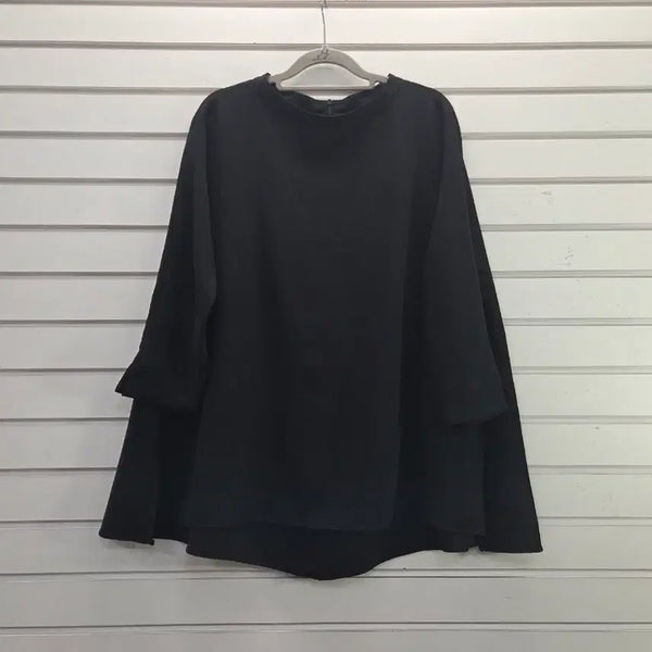 [BUNJANG] Black A-Line Side Slit Blouse / 블랙  A라인 옆선트임 블라우스 88/보물찾기천사