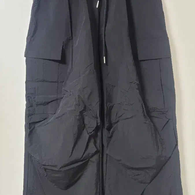 [BUNJANG] ST Men's Cargo Wild Pants (Black) / ST 남성 바스락소재 카고 와일드 팬츠 검정
