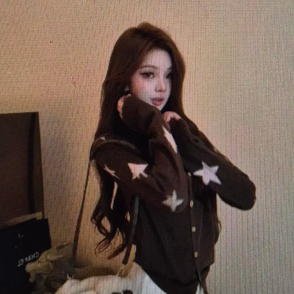 [BUNJANG] Star Pattern Long Sleeve Cardigan (2 Colors) / (해외배송)긴소매 별 패턴 가디건 2컬러