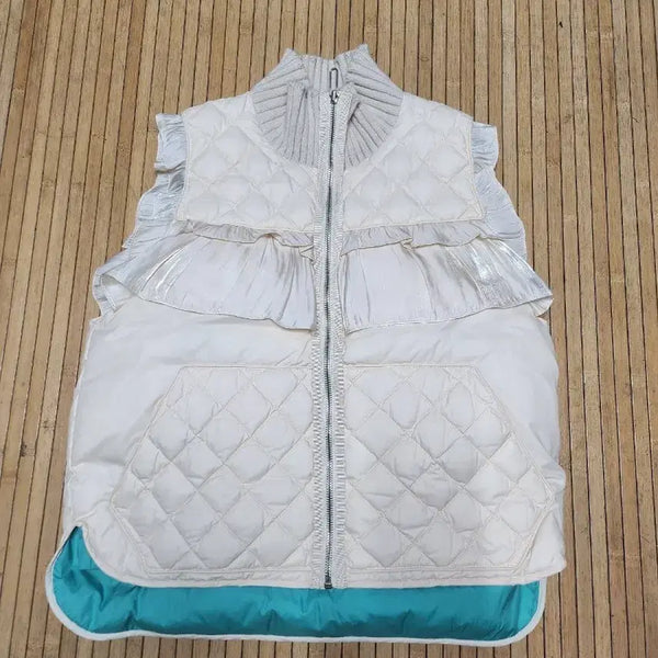 [BUNJANG] Ozzo Second Women's Frill Padded Vest Ivory / 오즈세컨 여성프릴패딩조끼(66입으심맞아요)아이보리색