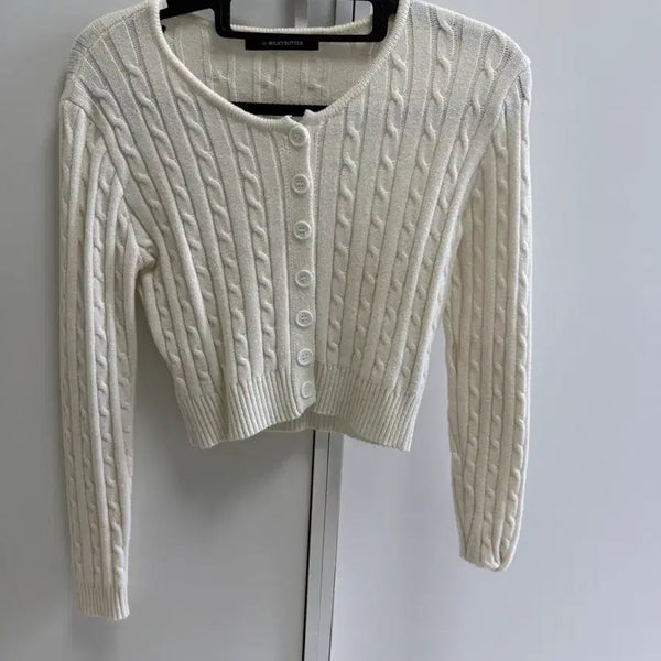 [BUNJANG] Cable Knit Cardigan Ivory / 케이블 니트 가디건 아이보리