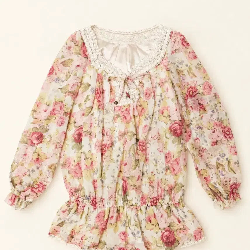 [BUNJANG] LIZLISA Flower Pattern Tunic Blouse / 일본 시부야 히메갸루 리즈리사(LIZLISA) 튜닉 블라우스