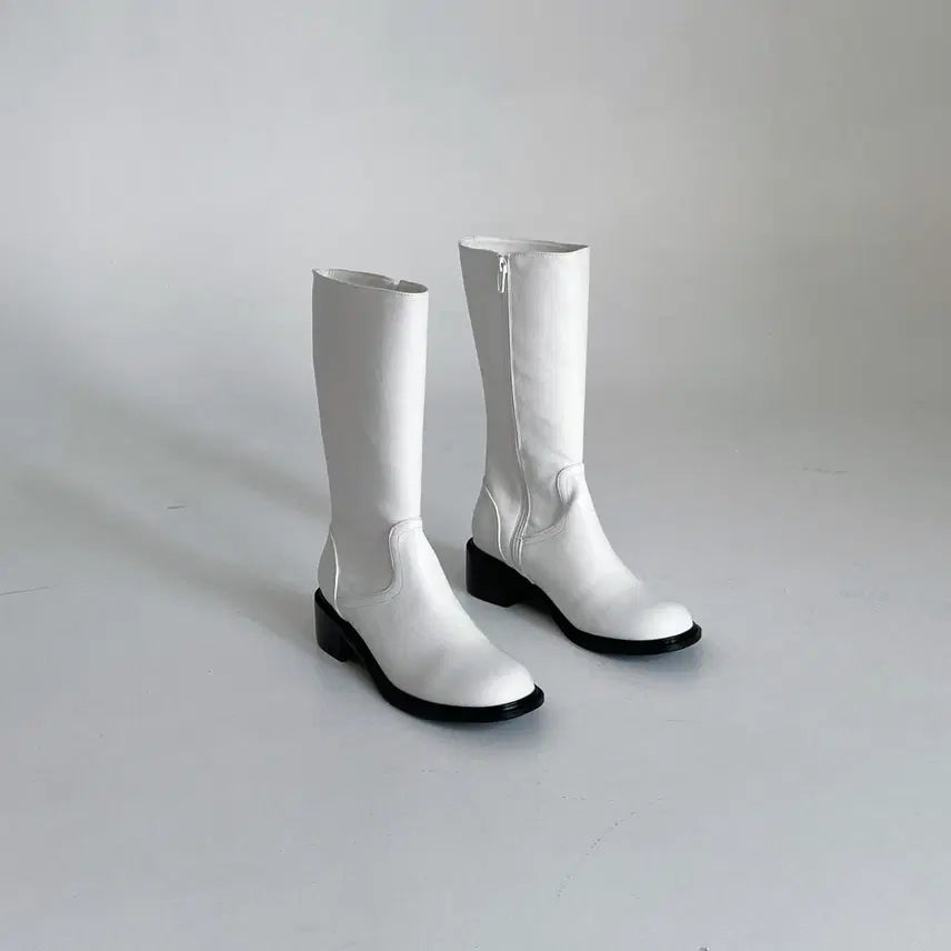 [BUNJANG] 4cm Heel White Mid Boots / @세일 9177 화이트 2-사계절 반부츠 4cm 심플 데일리 미들부츠-새상품