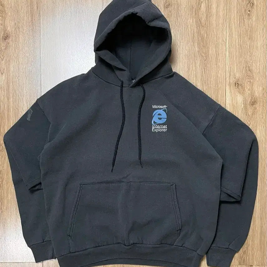 [BUNJANG] 90s USA Haynes Microsoft Internet Explorer Hoodie / 국내유일 90s USA 마이크로소프트 인터넷익스플로러 헤인즈 빈티지 후드 후드티
