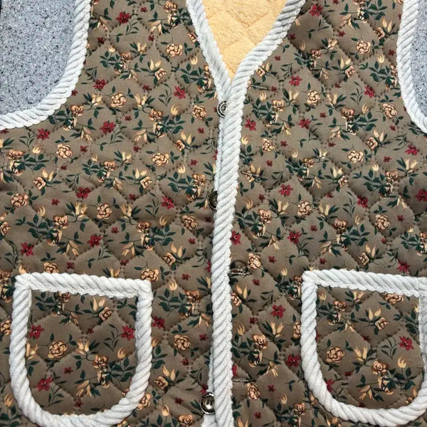 [BUNJANG] Floral Pattern Quilted Vest / 플로럴 패턴 누빔 김장 할머니 조끼