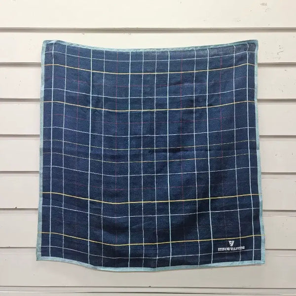 [BUNJANG] Navy Tone Checkered Handkerchief / 네이비톤 체크무늬 손수건/보물찾기천사