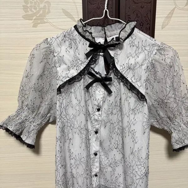 [BUNJANG] Rosita Short Sleeve Blouse / 로지타 블라우스 반팔 양지뢰 양산형지뢰계