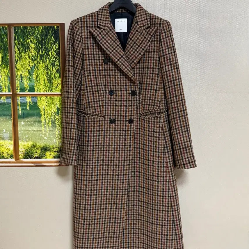 [BUNJANG] Sandro Checked Wool Coat Size 36 / 산드로 체크 코트 36사이즈
