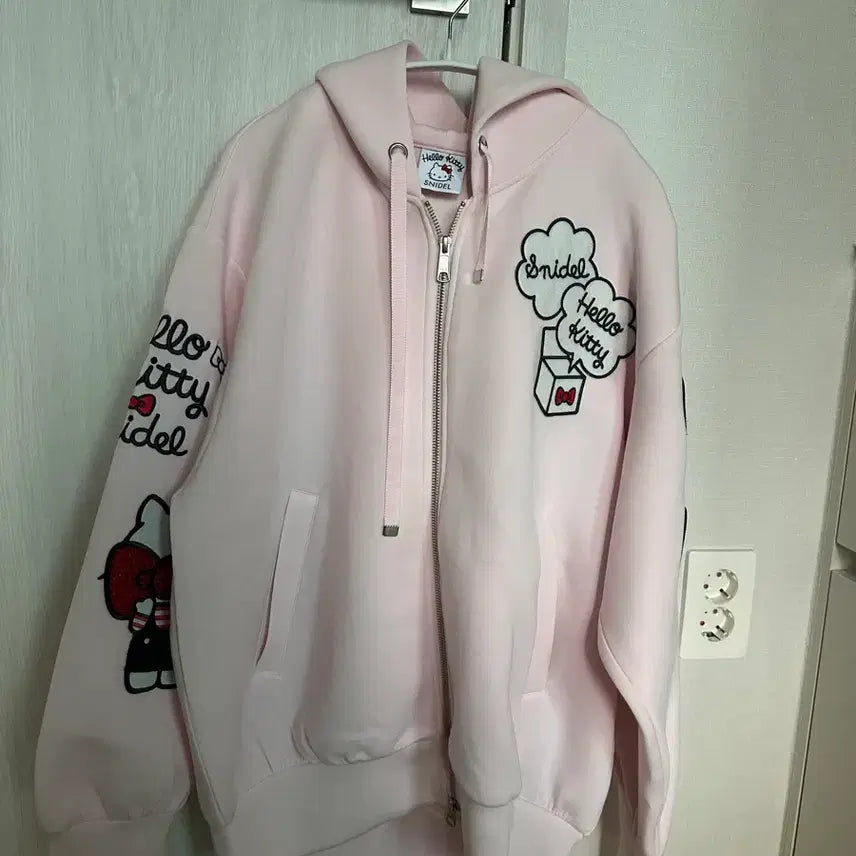 [BUNJANG] Snidel x Hello Kitty Collaboration Hooded Zip-Up Jacket Pink / 스니들 헬로키티 콜라보 후드 집업 핑크