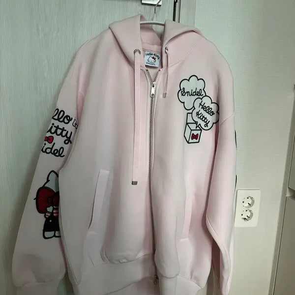 [BUNJANG] Snidel x Hello Kitty Collaboration Hooded Zip-Up Jacket Pink / 스니들 헬로키티 콜라보 후드 집업 핑크