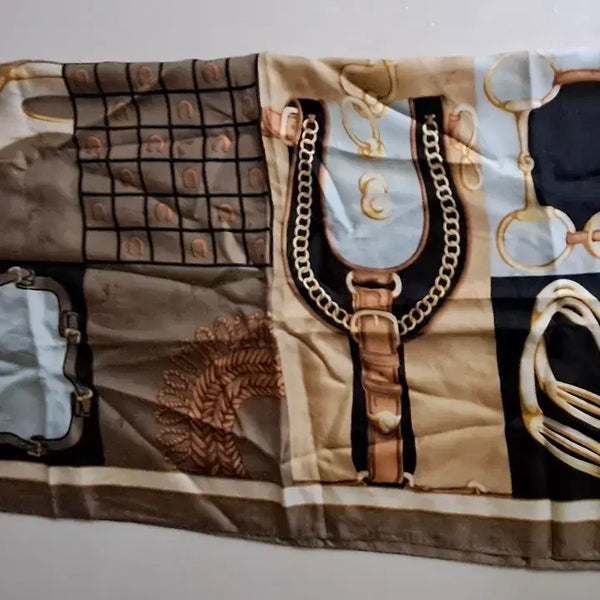 [BUNJANG] Arnold Palmer Plaid Horseshoe Pattern Silk Scarf / 아놀드파머 체크무늬 말편자 패턴 스카프