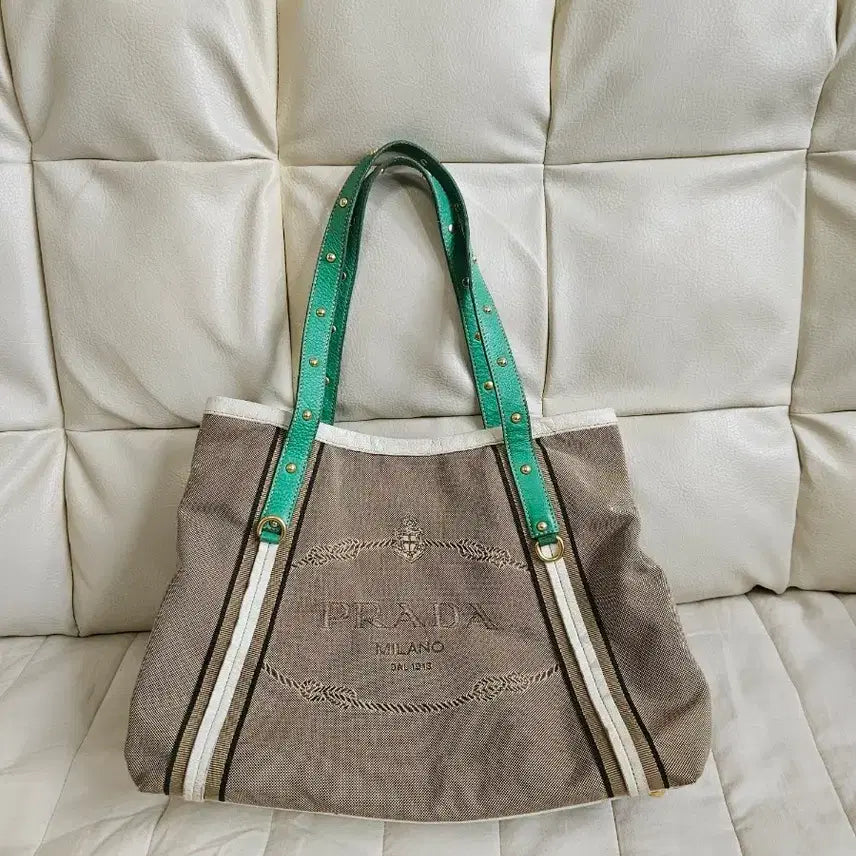 [BUNJANG] Prada Tote Bag Green Strap Shoulder Bag / (정품)프라다 토트백 그린 스트랩 숄더백
