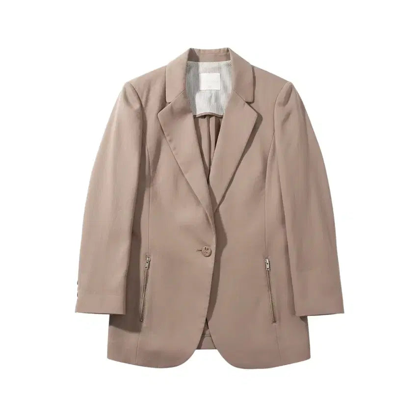 [BUNJANG] Olivia Lauren Beige One-Button Jacket / 여성95/ 올리비아로렌 베이지 원버튼 자켓 10-119