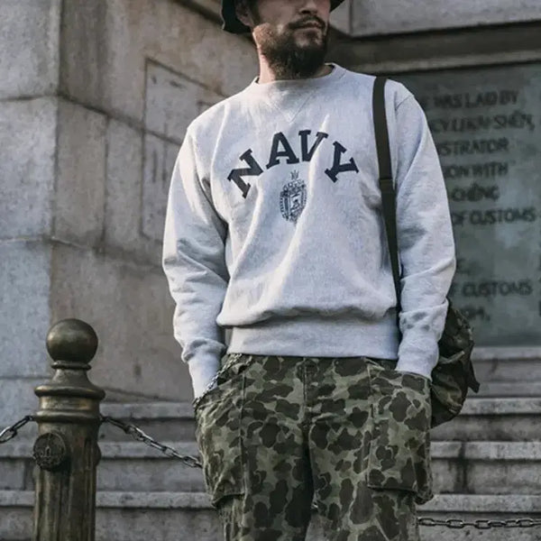 [BUNJANG] Bronson USN Navy Reverse Weave Sweatshirt / 브론슨 USN NAVY 리버스위브 맨투맨