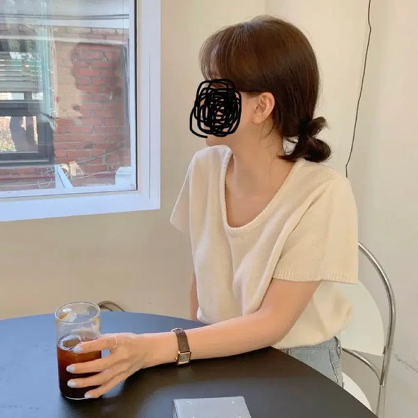[BUNJANG] Soft Wool Knit Short Sleeve Top / 폭닥 소프트 울 니트 반팔(새상품)