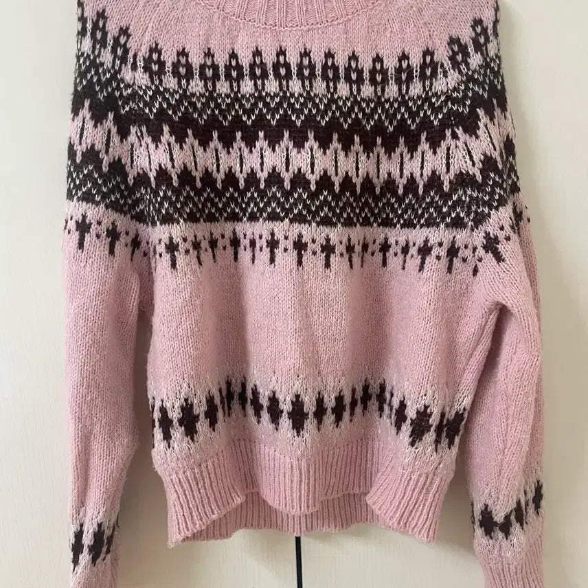 [BUNJANG] COS H&M Nordic Pattern Knit Sweater / 코스 hm 노르딕 무늬 노르웨이 패턴 니트 스웨터 루즈핏 오버핏 남녀공용 캐주얼 핑크 브라운