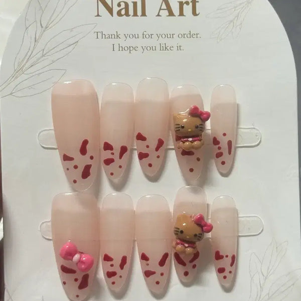 [BUNJANG] Hello Kitty Tanning Nail Tips Size S / 태닝키티 네일팁 s