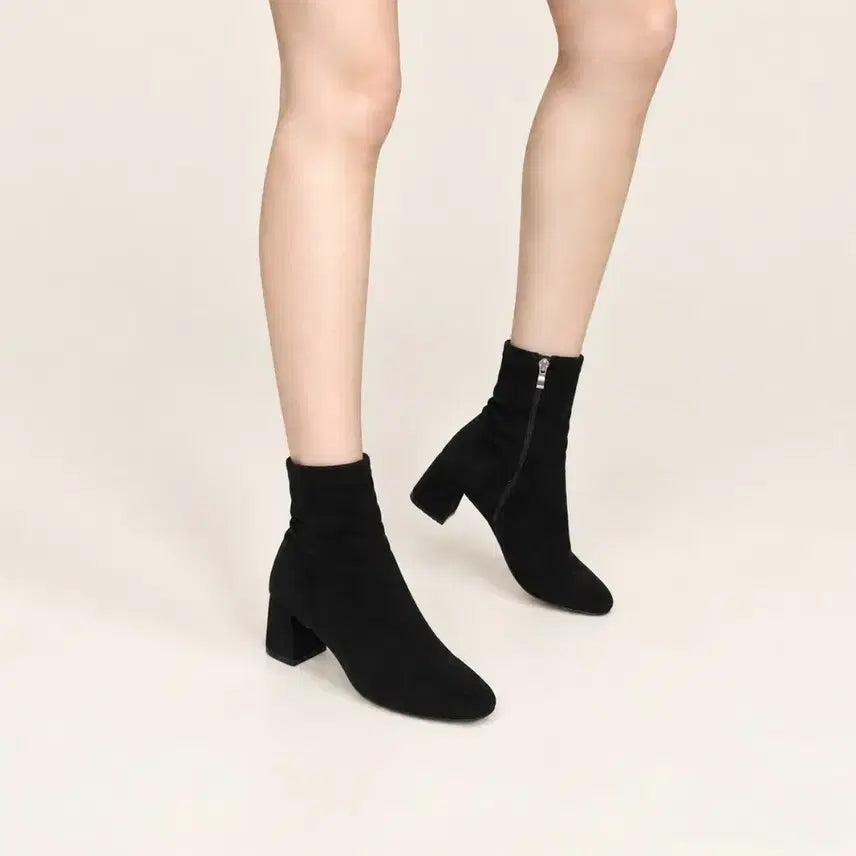 [BUNJANG] Suede Ankle Boots Black 230 / 스웨이드 앵클 부츠 블랙 230