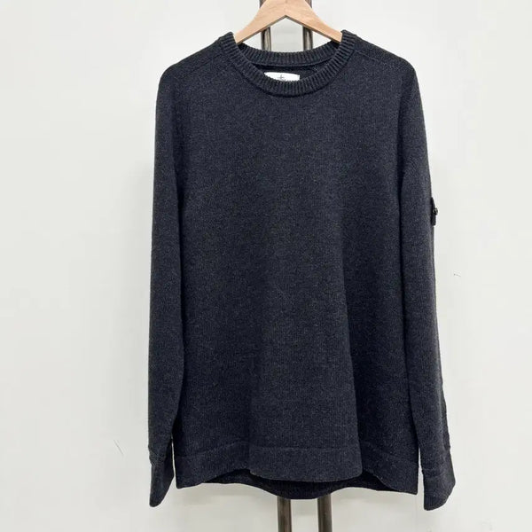 [BUNJANG] Stone Island Patch Wool Knit XXL Charcoal / [XXL]스톤아일랜드 와펜패치 울 니트