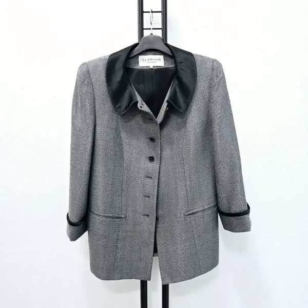[BUNJANG] Givenchy Glamour Tweed Jacket Black Herringbone / 정품 글래머지방시 GLAMOUR GIVENCHY 트위드 자켓 블랙