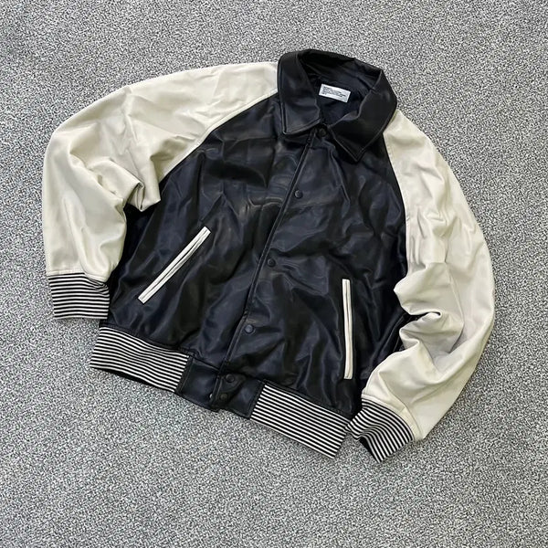 [BUNJANG] M Patimentto Leather Varsity Jacket / M 파르티멘토 가죽 바시티 자켓 0910M