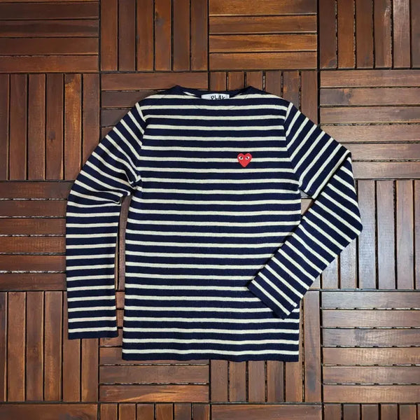[BUNJANG] Comme des Garçons Play Striped Wool Knit (L) / 플레이 꼼데가르송 스트라이프 울 니트 (L)