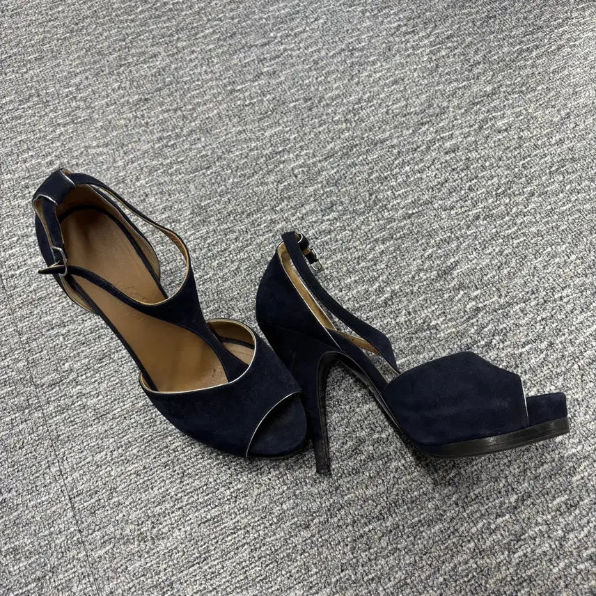 [BUNJANG] Hermes Navy Suede Heels Size 37 / 에르메스 네이비 스웨이드 힐구두