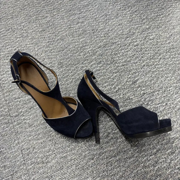 [BUNJANG] Hermes Navy Suede Heels Size 37 / 에르메스 네이비 스웨이드 힐구두