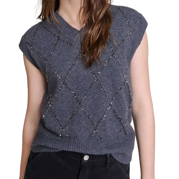 [BUNJANG] MAJE Sequin Sleeveless Sweater Size 1 / MAJE 마쥬 시퀸 슬리브리스 스웨터 1
