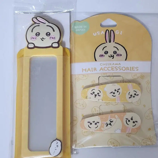 [BUNJANG] Cheekawa Usagi Lovers Stick Mirror & Hairpin Bundle Set / 먼작귀 치이카와 우사기 러버스틱거울,헤어핀 일괄