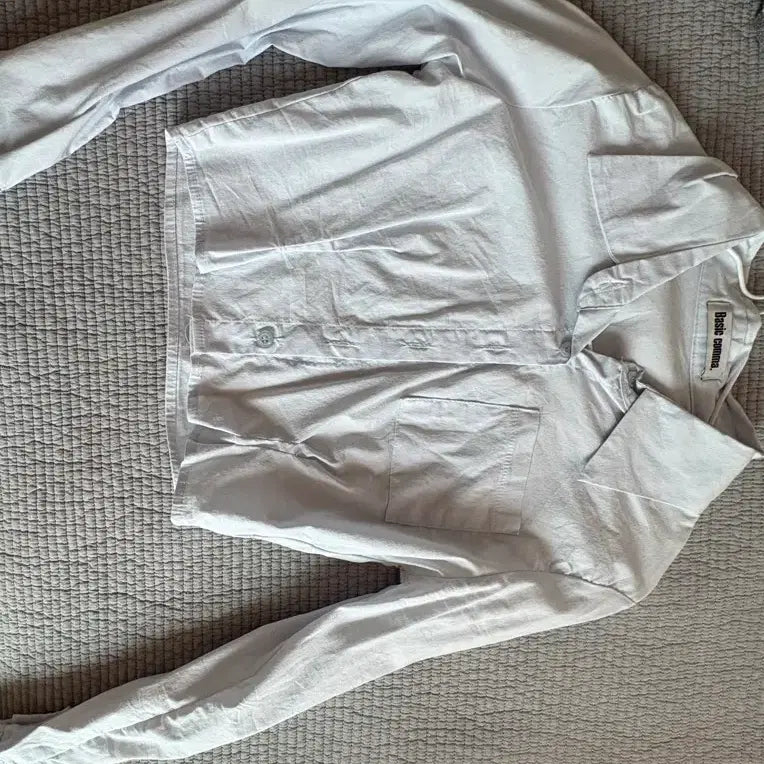 [BUNJANG] Sky Blue Cropped Basic Shirt / 하늘색 크롭 셔츠 베이직 콤마 셔츠