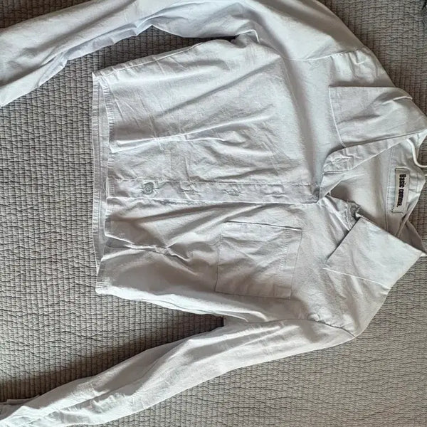 [BUNJANG] Sky Blue Cropped Basic Shirt / 하늘색 크롭 셔츠 베이직 콤마 셔츠