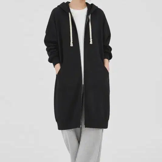 [BUNJANG] Women's Black Zipper Hoodie / 블랙 여자 FREE 집업 O3632