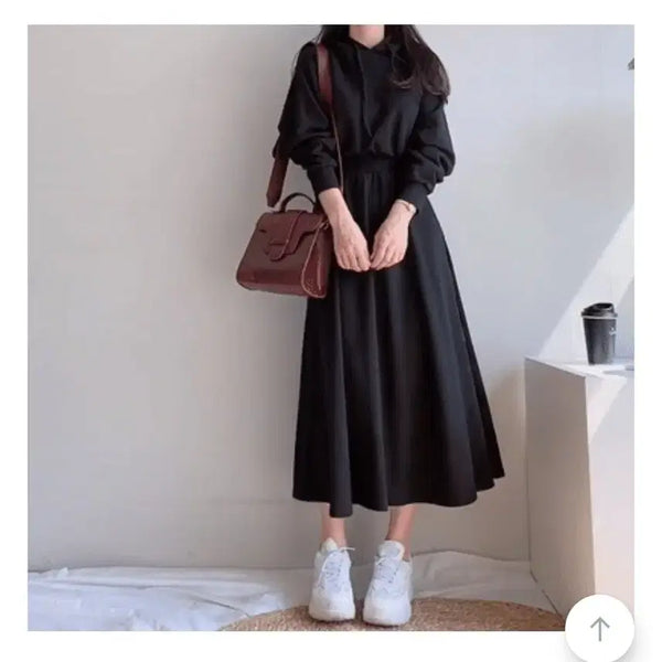 [BUNJANG] Black Hooded Dress / 블랙 후드 원피스