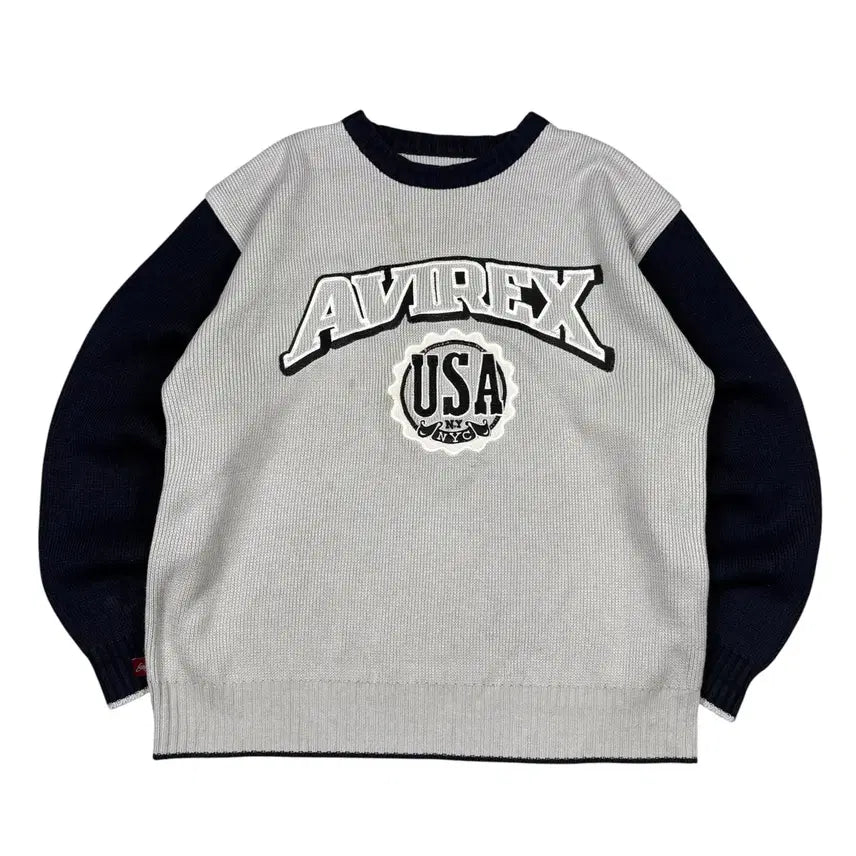 [BUNJANG] Avirex Sweater Grey Navy / 아비렉스 스웨터 그레이 네이비
