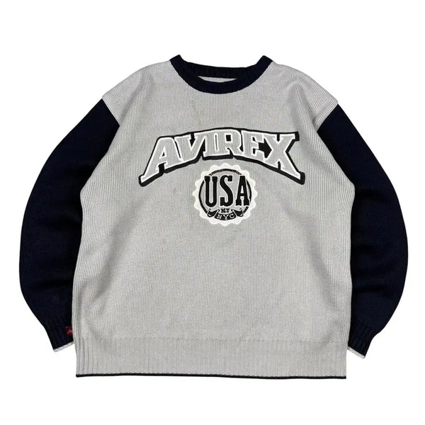 [BUNJANG] Avirex Sweater Grey Navy / 아비렉스 스웨터 그레이 네이비