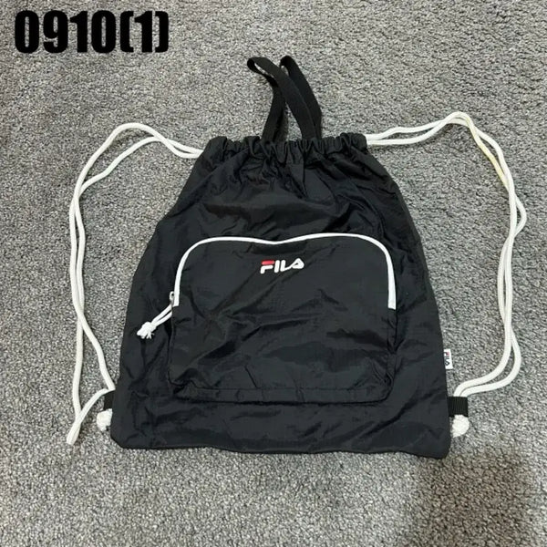 [BUNJANG] Fila Black Adjustable Strap Backpack / 휠라 검정색 끈 조절 백팩