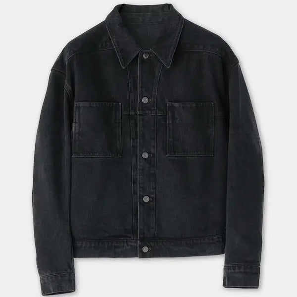 [BUNJANG] Coor Double Pocket Trucker Black Denim Jacket / 쿠어 Coor 더블 포켓 트러커 흑청 자켓 블랙