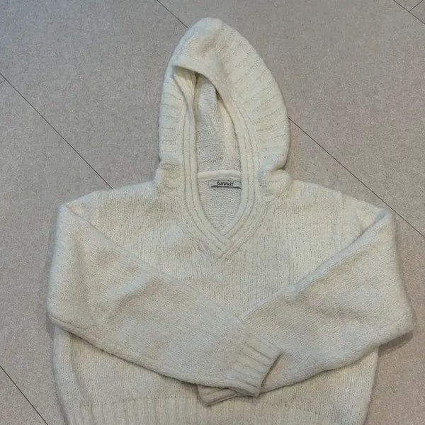 [BUNJANG] TANATT Hooded Sweatshirt - Ivory / 타낫 후디스웨터