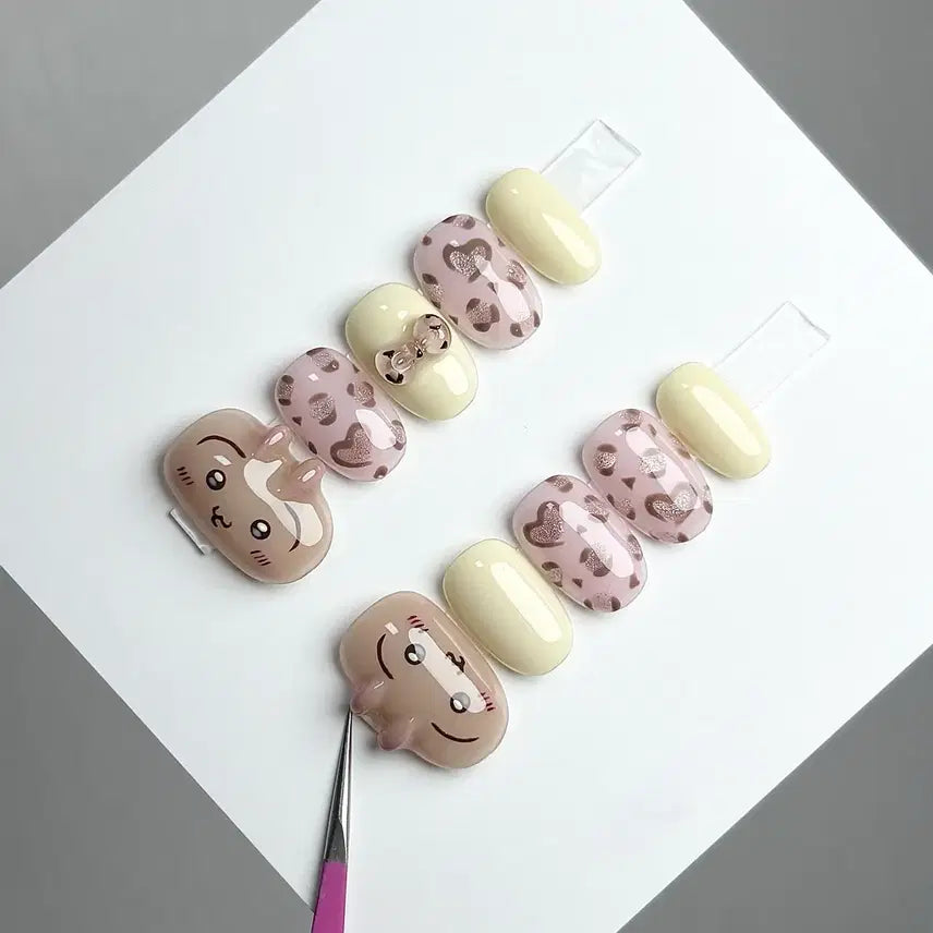 [BUNJANG] Handmade Tanning Chiikawa Nail Tips / 태닝치이카와 수제네일팁