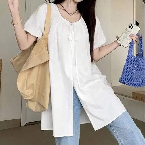 [BUNJANG] White Puff Sleeve Blouse / [새상품]화이트 퍼프 블라우스