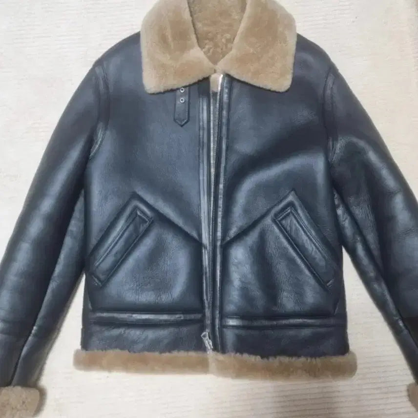 [BUNJANG] Genuine Leather Mustang Black Jacket / 양가죽 무스탕 블랙