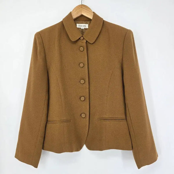 [BUNJANG] STUDIO ALPHA Camel Brown Vintage Tailored Jacket / STUDIO ALPHA 카멜 브라운 빈티지 테일러드 자켓 9AR 일본 여성 자켓