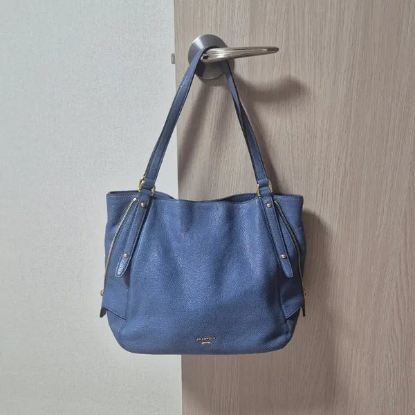 [BUNJANG] Beanpole Navy Leather Shoulder Bag / 빈폴 네이비 가죽숄더백