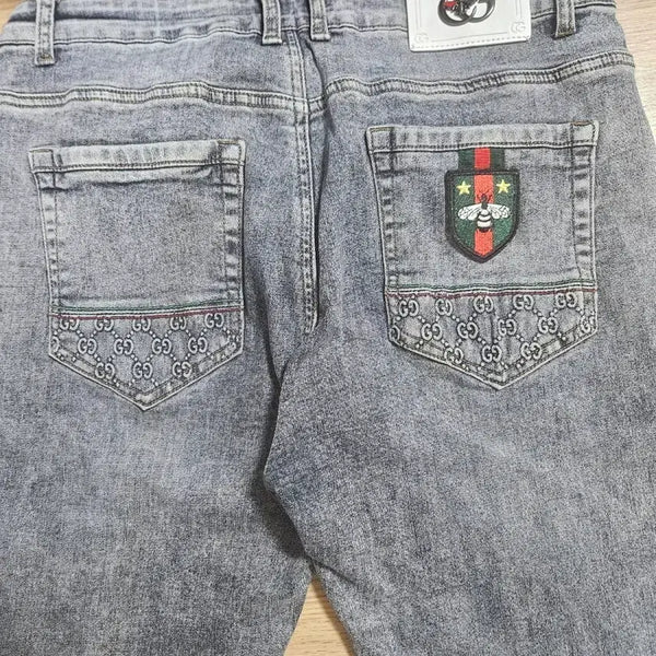 [BUNJANG] Honey Bee Embroidered Denim Pants / 구   꿀벌 자수 데님 팬츠