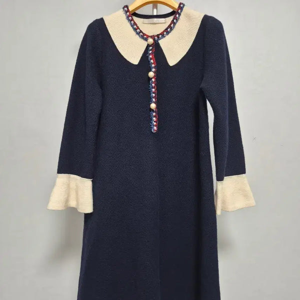 [BUNJANG] Lenibon Navy Pearl Button Dress / 레니본 모원피스