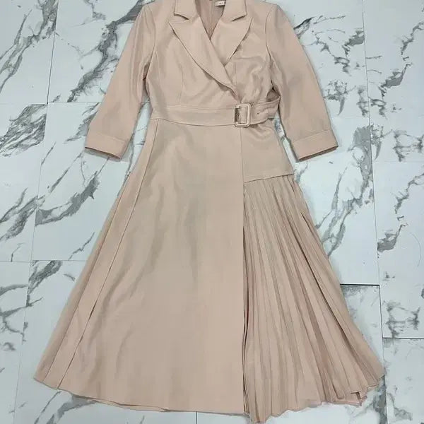 [BUNJANG] Misha Belted Pleated Long Dress / 미샤 벨티드 플리츠 롱 원피스