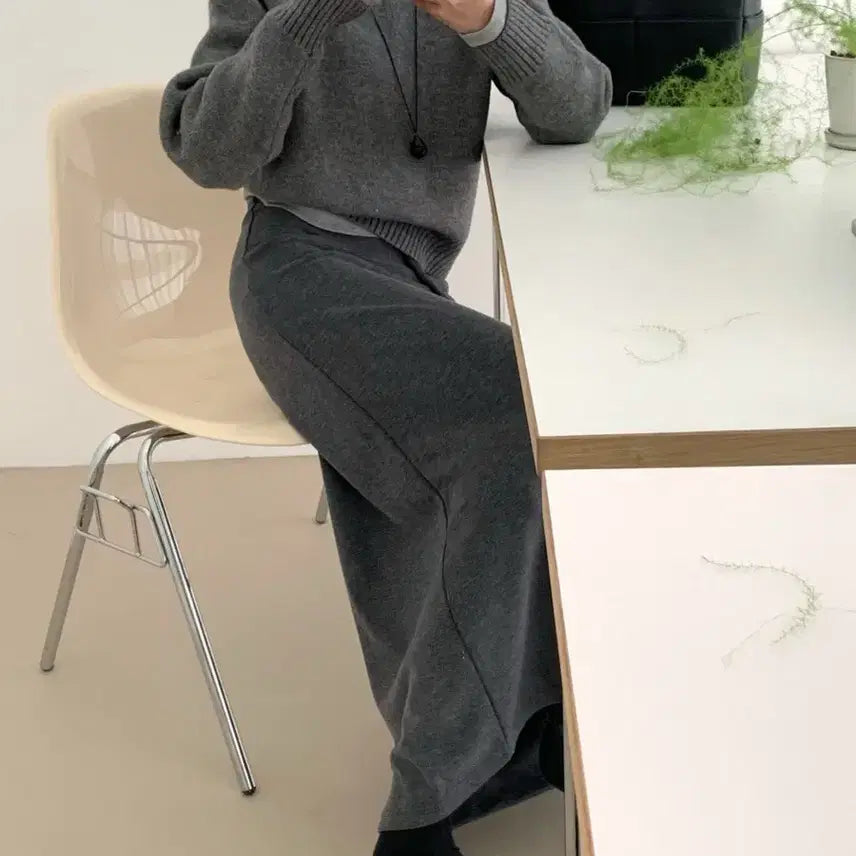 [BUNJANG] Basic Round Neck Knit - Grey / 라운드 기본 니트 그레이