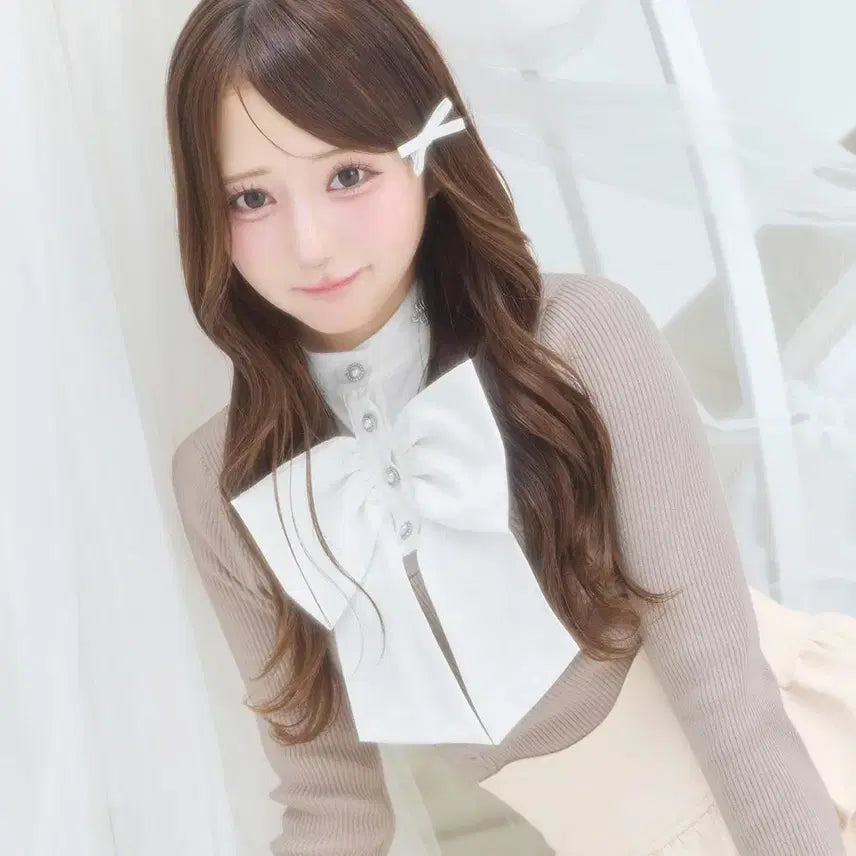 [BUNJANG] Michelle Macaron Classic Ribbon Docking Knit / 미셸마카롱 클래식 리본 도킹 니트
